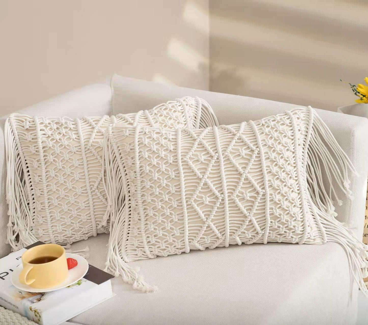 Macrame Lumbar Pillow Cover / B / Set of 2
