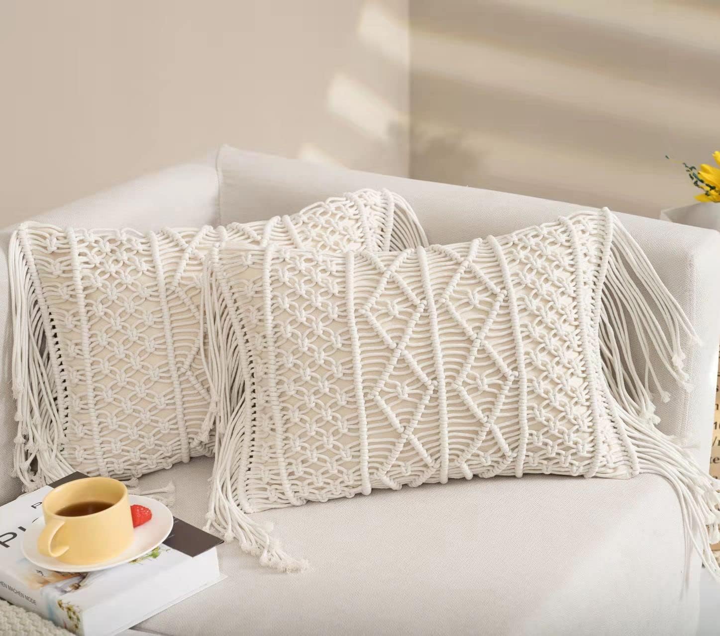 Macrame Lumbar Pillow Cover / B / Set of 2