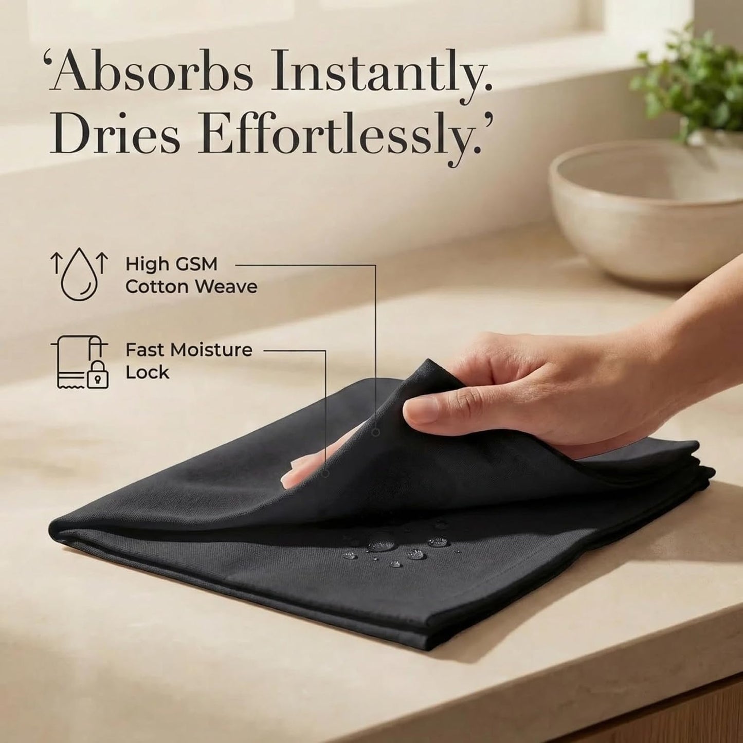 Urban Villa Cloth Napkins Cotton 20x20 (Set of 12) Black