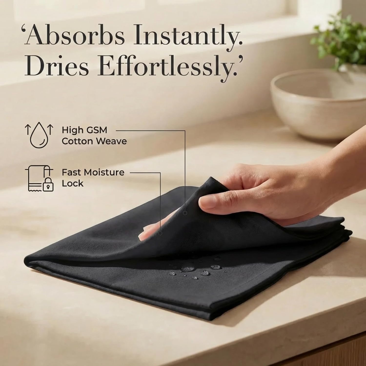 Urban Villa Cloth Napkins Cotton 20x20 (Set of 12) Black