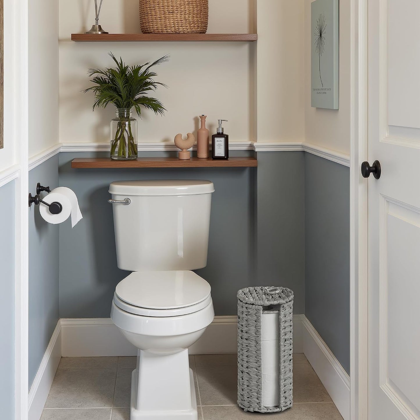 GRANNY SAYS Toilet Paper Storage with Lid, Wicker Toilet Paper Holder | Toilet Paper Holder Stand with Storage, Woven