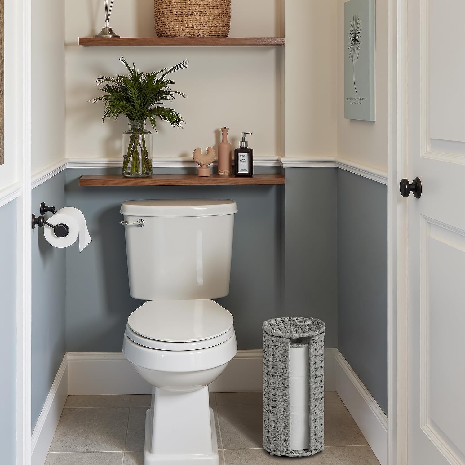 GRANNY SAYS Toilet Paper Storage with Lid, Wicker Toilet Paper Holder | Toilet Paper Holder Stand with Storage, Woven