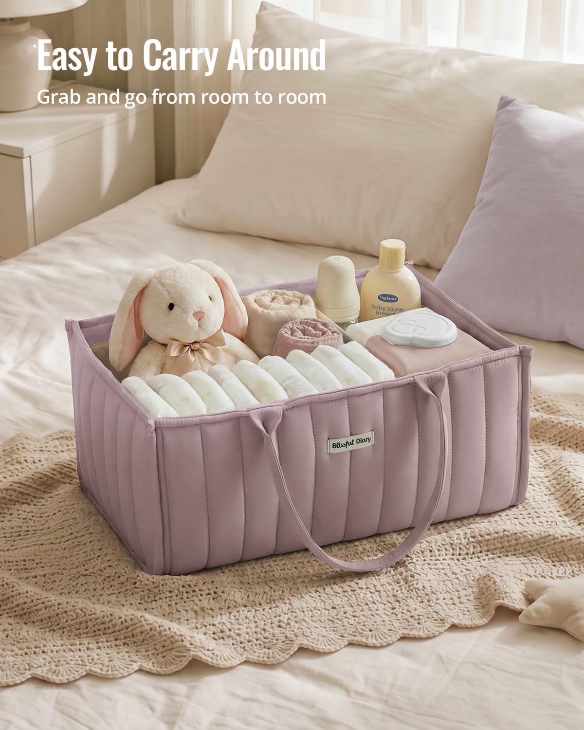 Baby Diaper Caddy Organizer / Mauve Pink