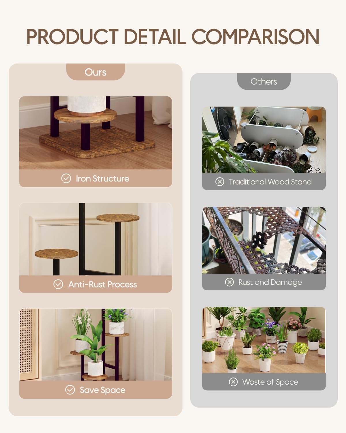 Plant Stand Indoor - 4 Tiered Indoor Plant Stand, Metal Plant Shelf Plant Holder, Ideal for Living Room, Garden, Patio