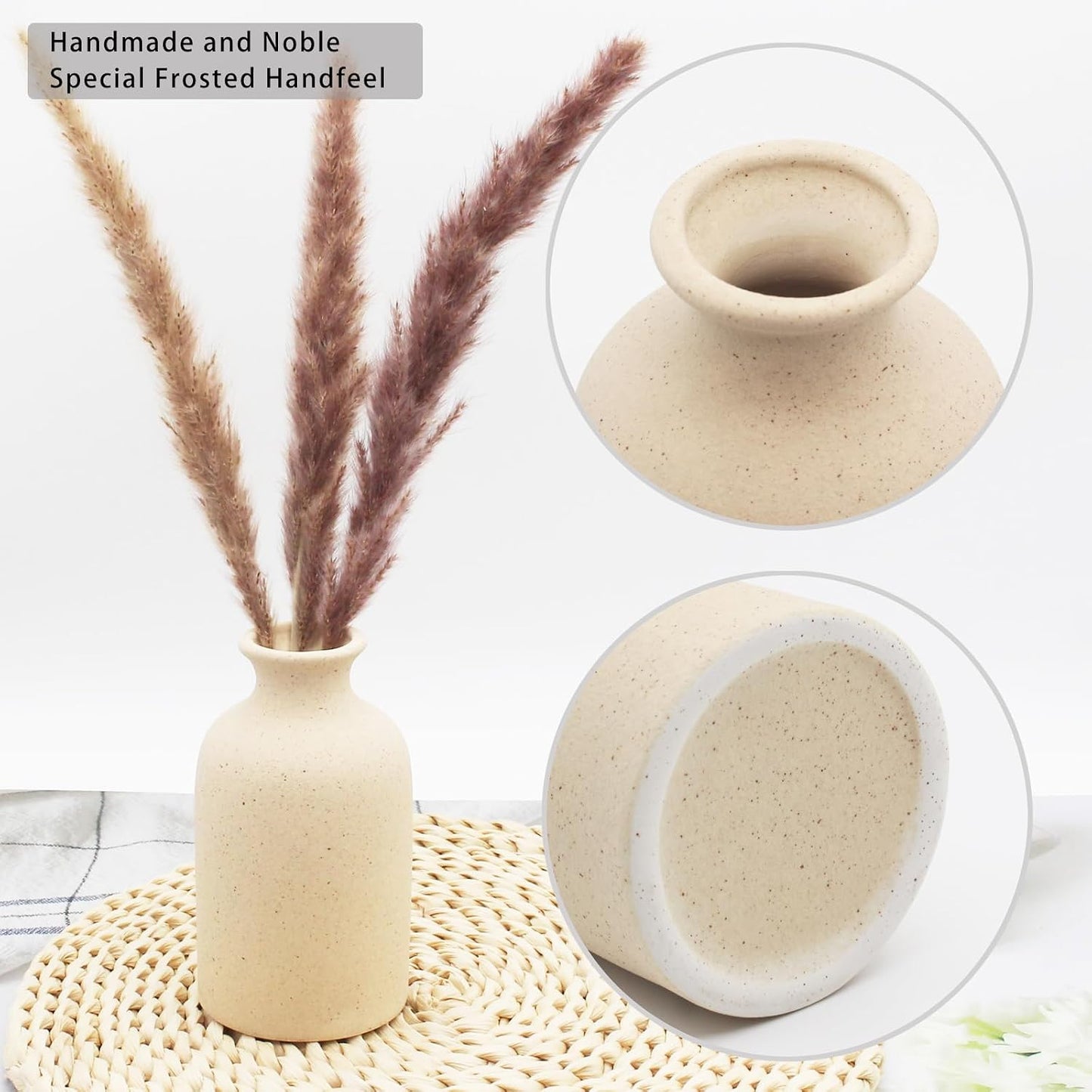 Modern Ceramic Vases for Pampas Grass Simple Shelf Vase / Small / Light Yellow-a / 5 Inch / Set of 6
