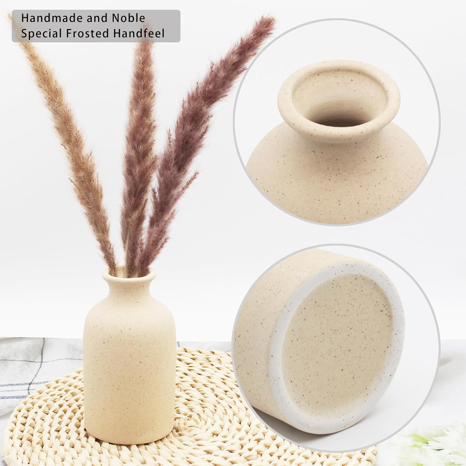 Modern Ceramic Vases for Pampas Grass Simple Shelf Vase / Small / Light Yellow-a / 5 Inch / Set of 6