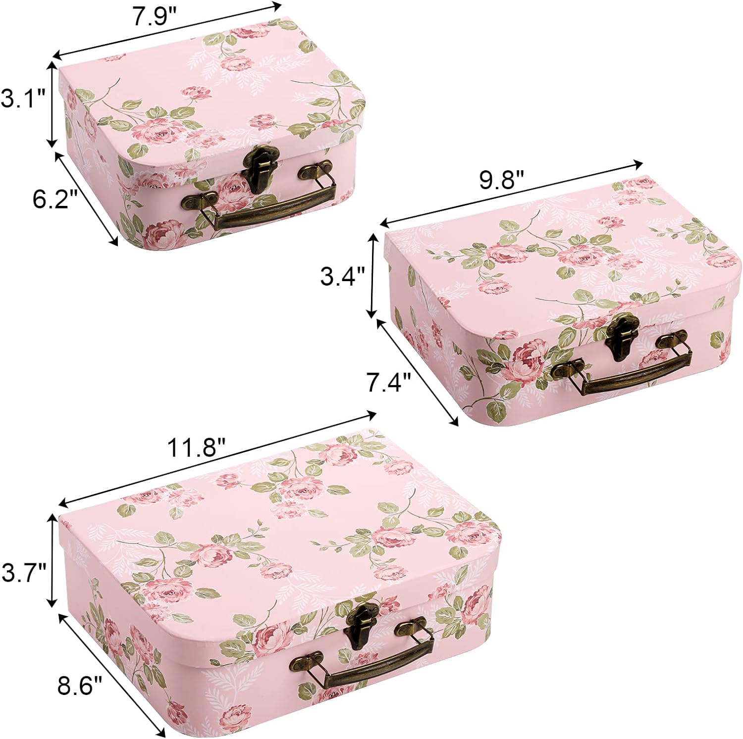 Paperboard Suitcases Storage Box Decorative Storage Boxes Gift Boxes / Set of 3