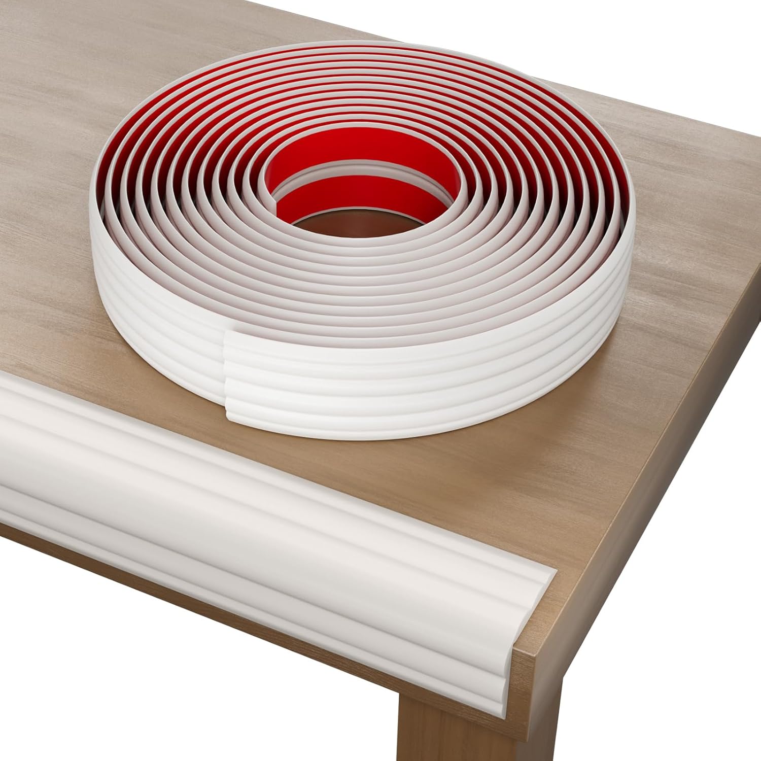 Self-Adhesive Flexible Trim Molding for Inside & Outside Corners / 1.6" W x 20' L / White