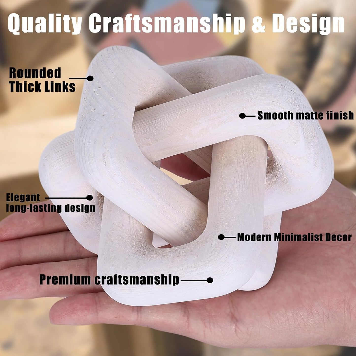 Wooden Knot Decoration Bohemian Decoration Hand-Carved Knot Autumn Winter Home Decor / White