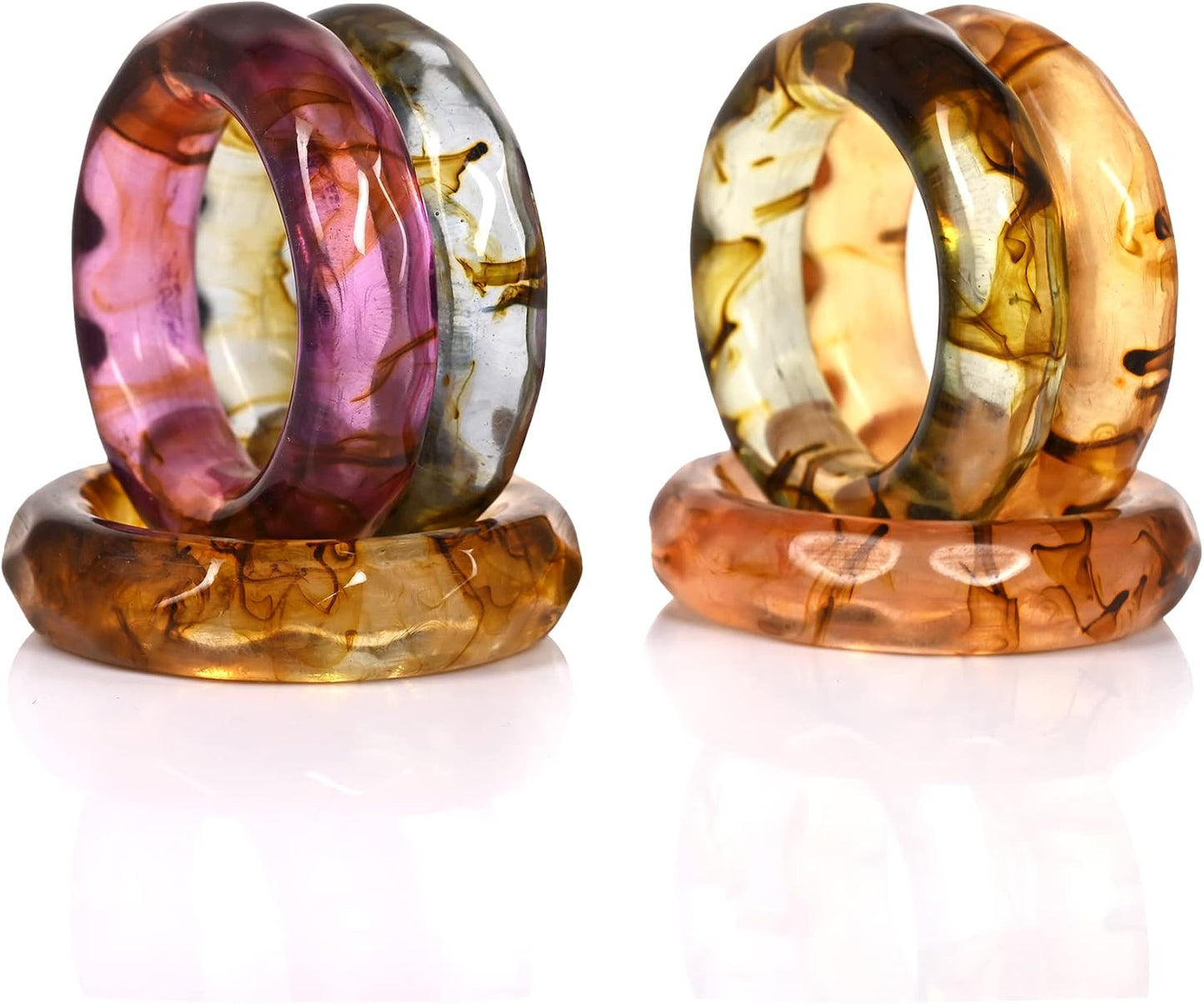 Alpha Living Home Spring Epoxy Resin Napkin Rings, Set of 12, Color | Glossy handcrafted resin, 2.5x2.5x0.5 in each
