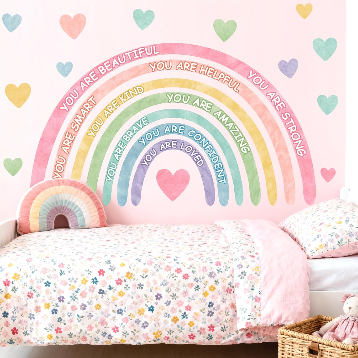 Large Rainbow Wall Stickers Kids Inspirational Wall Decal for Girl Bedroom Peel / Watercolor Blue