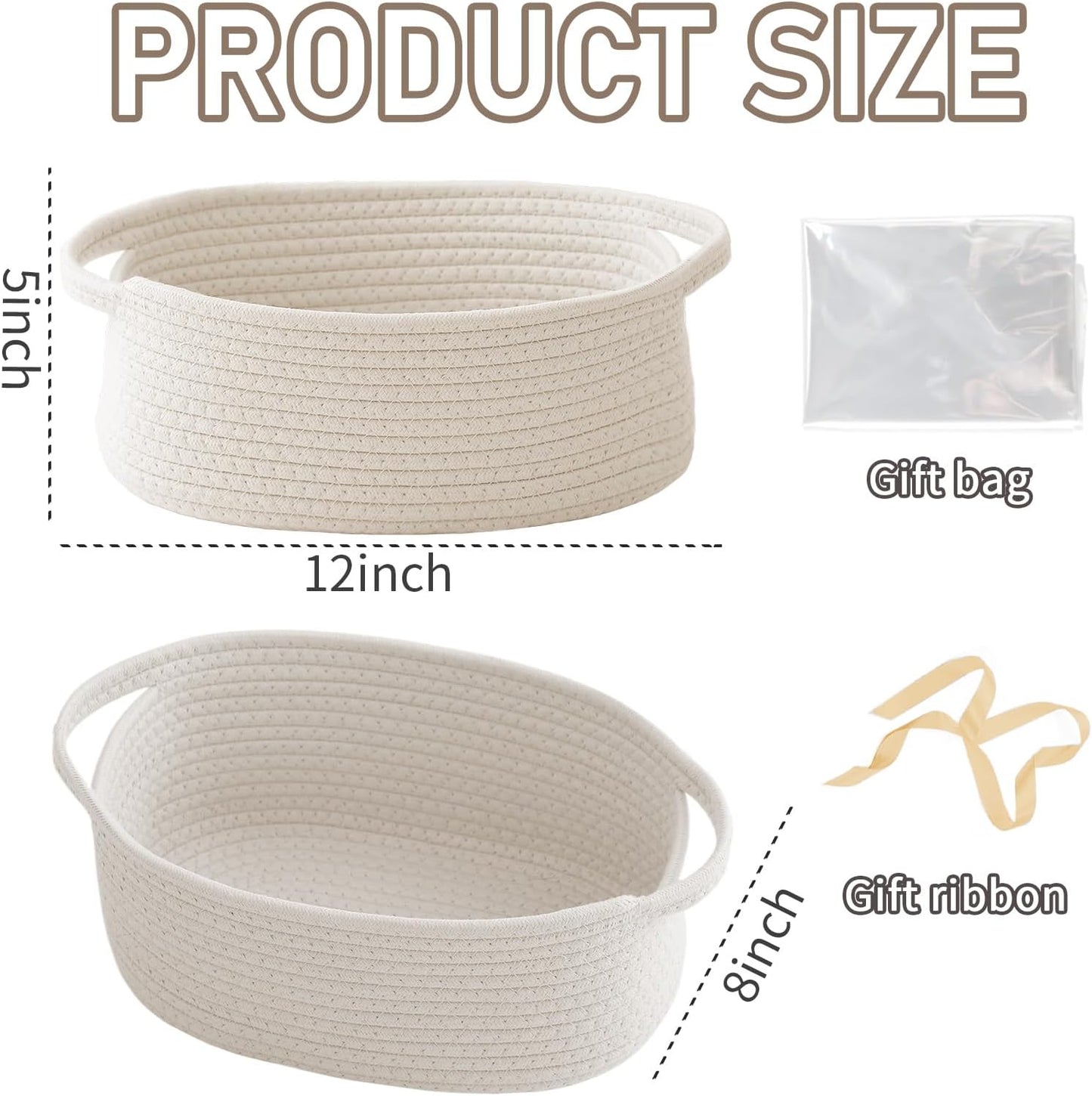 Woven Basket / Organizer / White / Set of 2