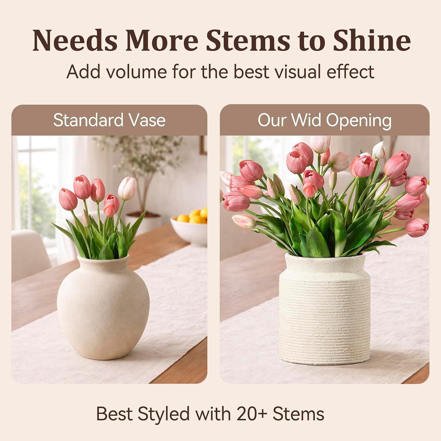 Ceramic Flower Vase Farmhouse Rustic Vase / 01-m-off White / 7.5 Inch
