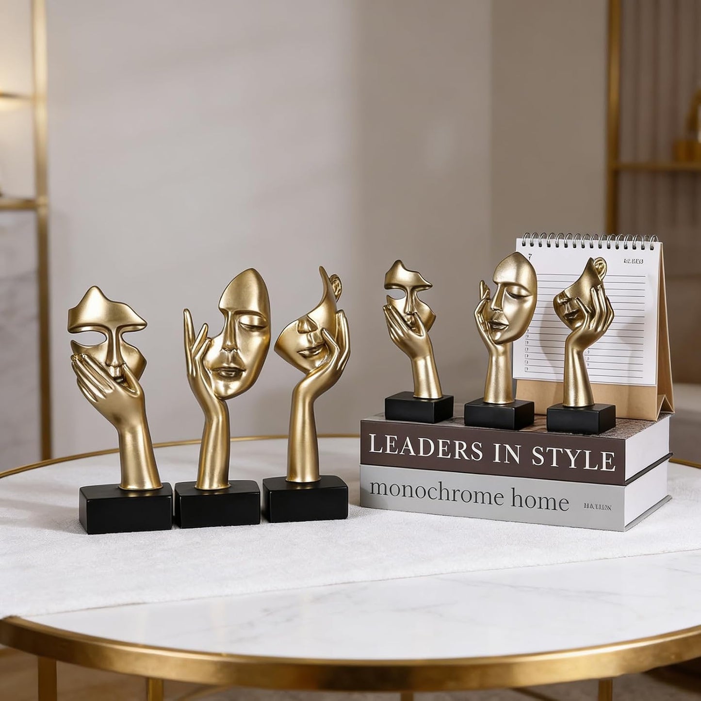 Thinker Large Statue Set / Gold / Set of 9