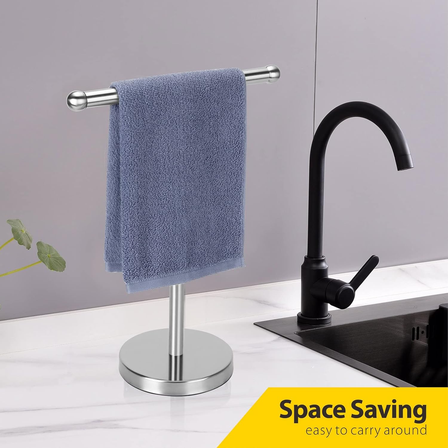 Hand Towel Holder, Hand Towel Rack Stand with Heavy Weighted Base, Countertop Hand Towel Holder Stand for