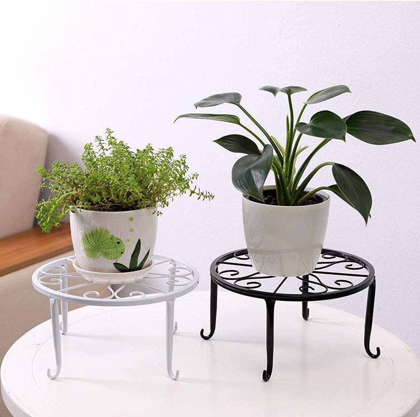 Tosnail 4-Pack 9" Metal Plant Stands for Indoor and Outdoor, Planters, Flower Pots Holder, Beverage Dispenser, Pumpkin