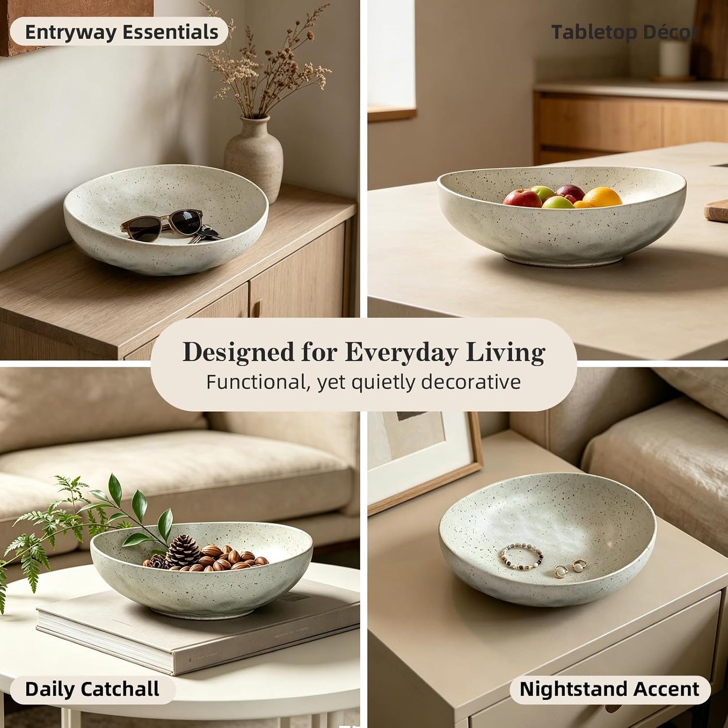 Matte Speckled Ceramic Key Bowl / Off-white