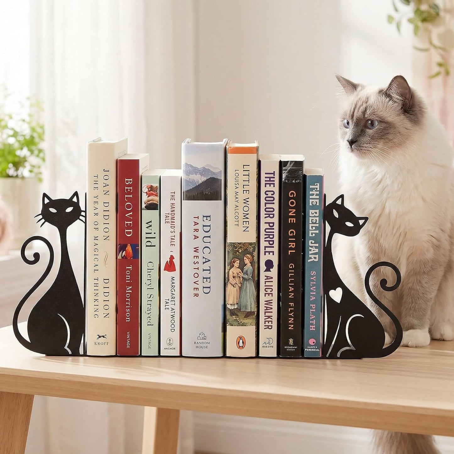 Atomic Cat Metal Bookends Book Ends / Black Atomic Cat / Set of 2