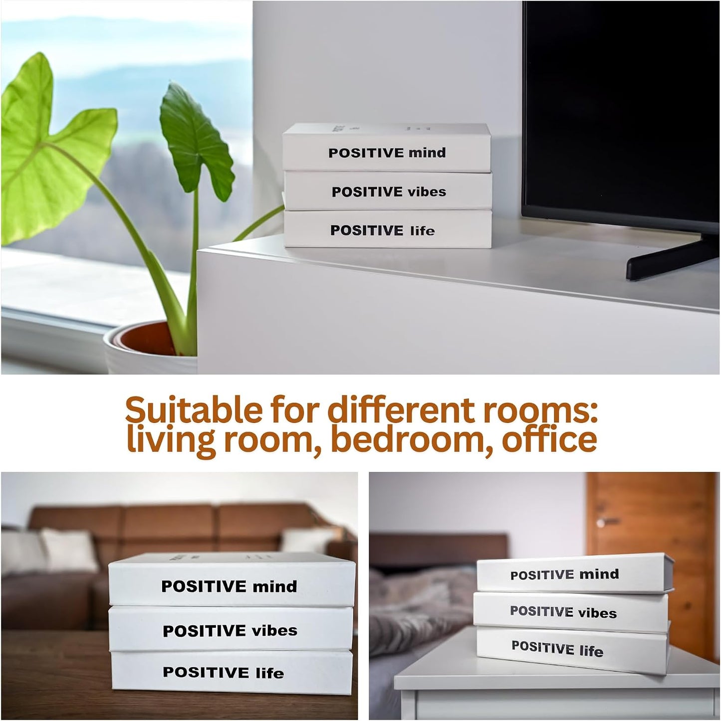 Tadome Fake Books for Decoration & Hidden Storage / White / Set of 3