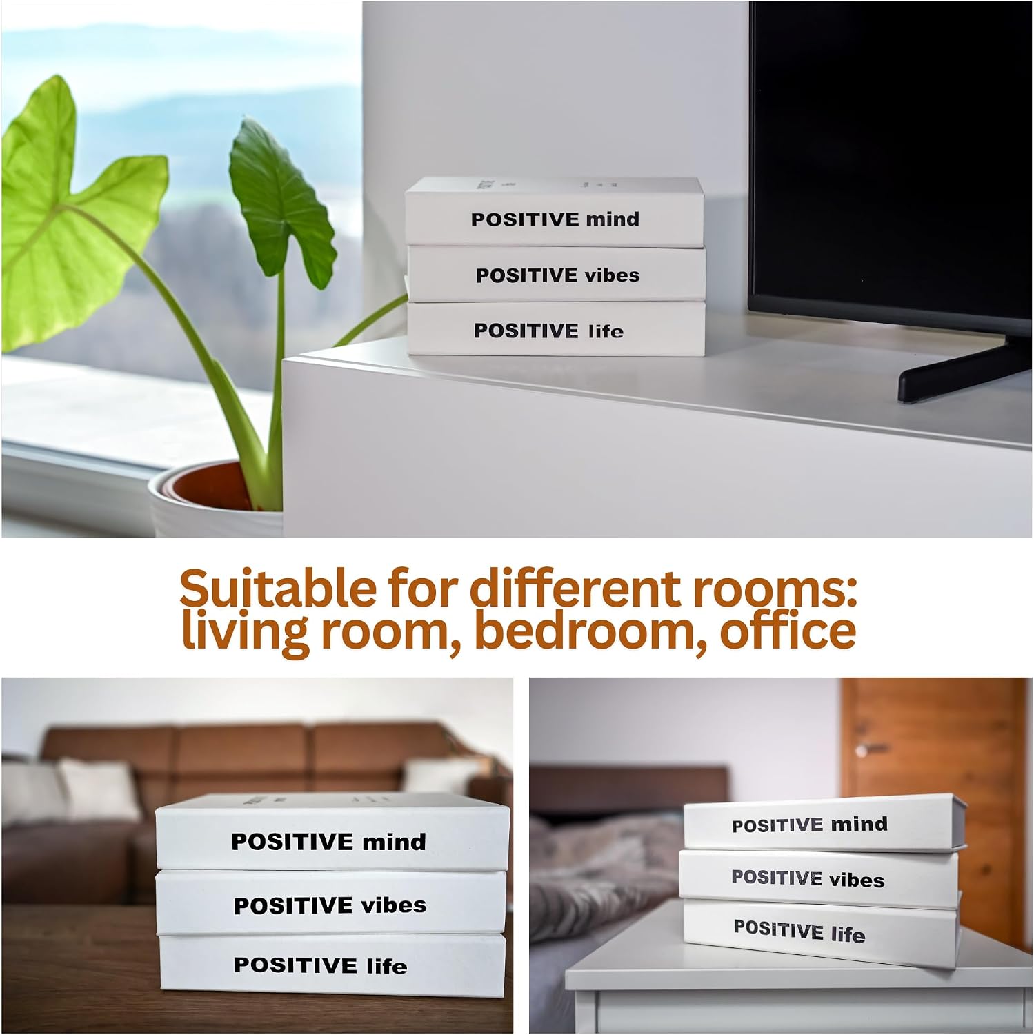 Tadome Fake Books for Decoration & Hidden Storage / White / Set of 3