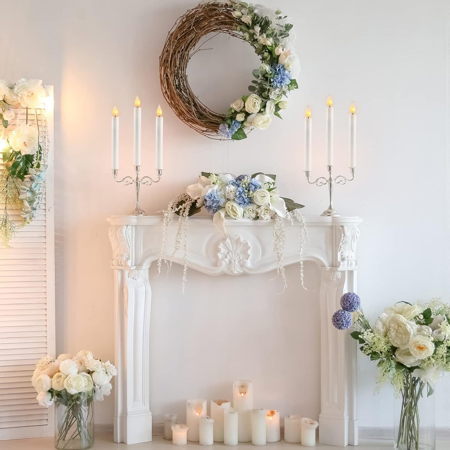 Flameless Window Candles with Remote Timer 10 PCS Battery Operated LED Flickering Taper Candle Lights with Removable