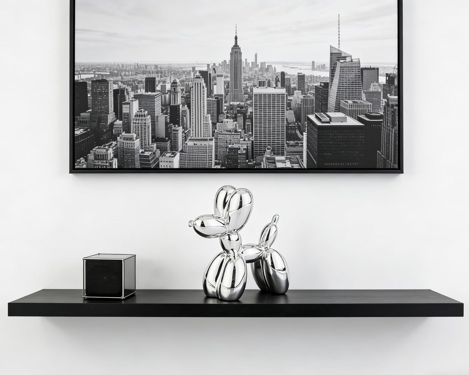 Balloon Dog Statue Decor / 4 Inch / Shiny Silver