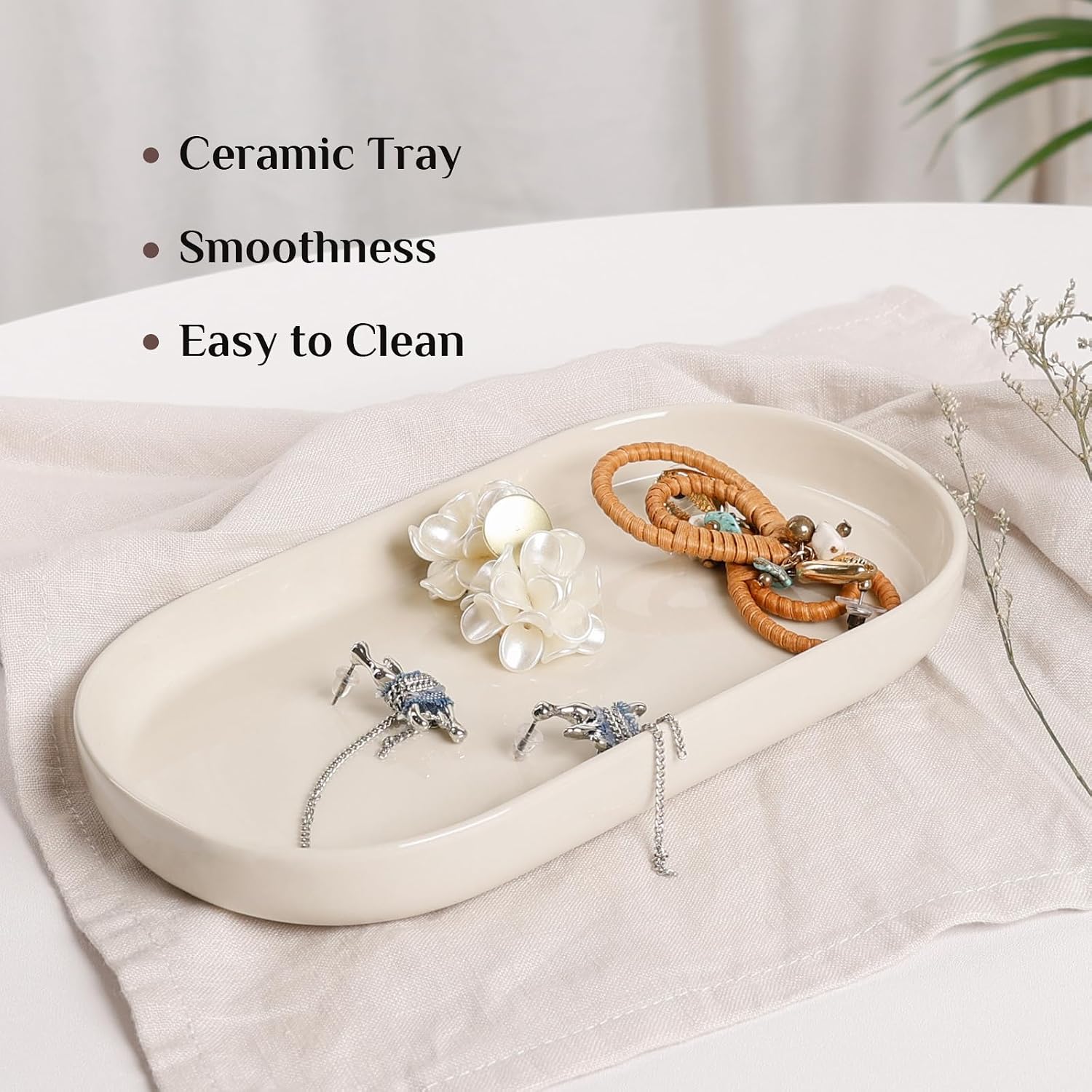 Ceramic Jewelry Tray / Cream_1pcs