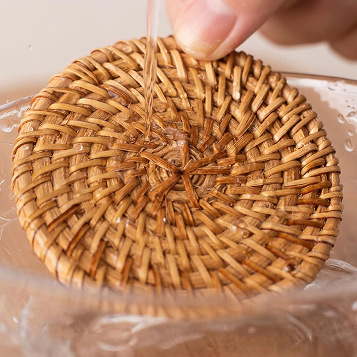 Wicker Cup Holders / Round / 4 Inch / Set of 6
