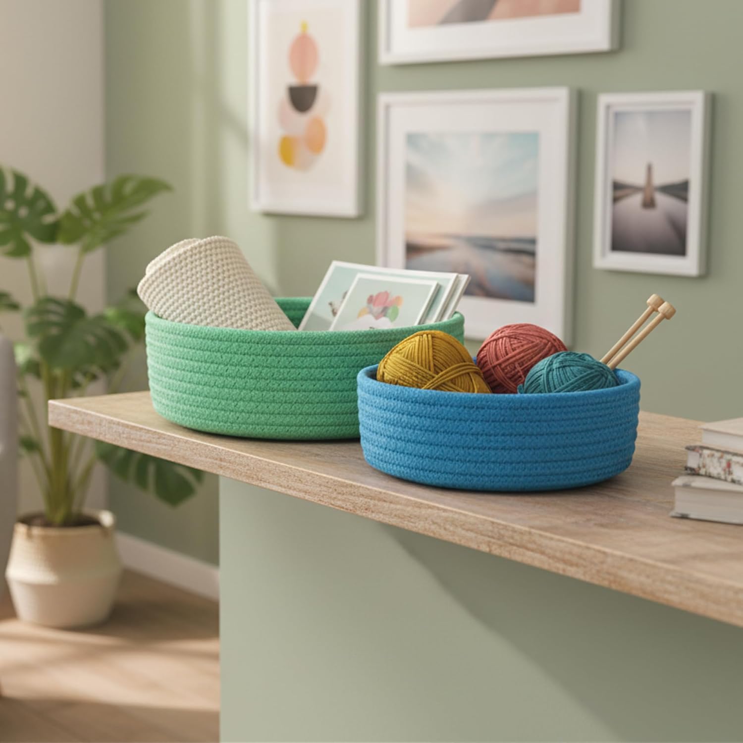 Woven Storage Baskets for Organizing / Rainbow / Set of 6