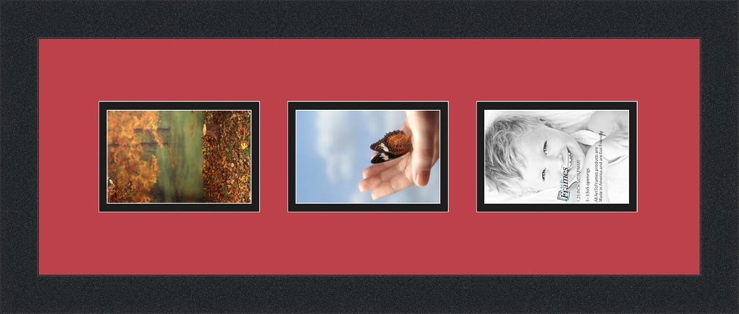 Art to Frames Double-Multimat-864-762/89-FRBW26079 Collage Photo Frame Double Mat with 3 - 3.5x5 Openings and Satin