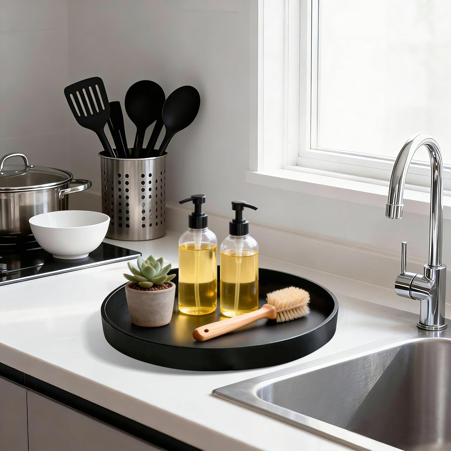 Candles / 10" Bathroom and Vanity Tray / Black / Set of 10