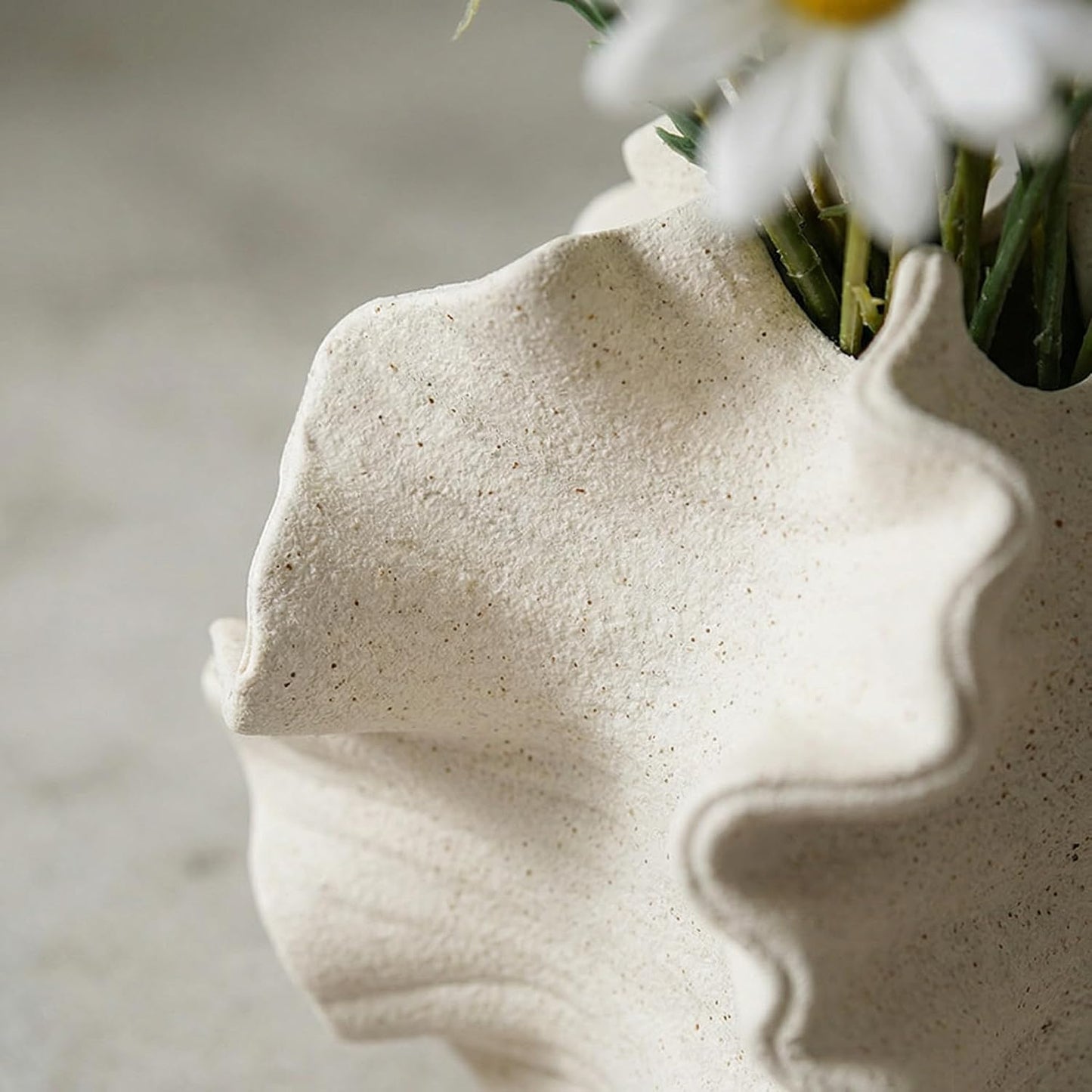 Cream Ceramic Vase / White