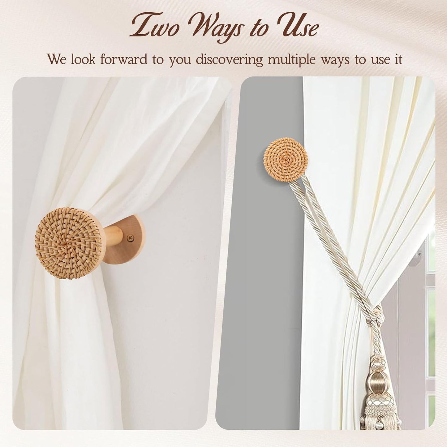 Boho Curtain Holdbacks / Natural / Set of 2