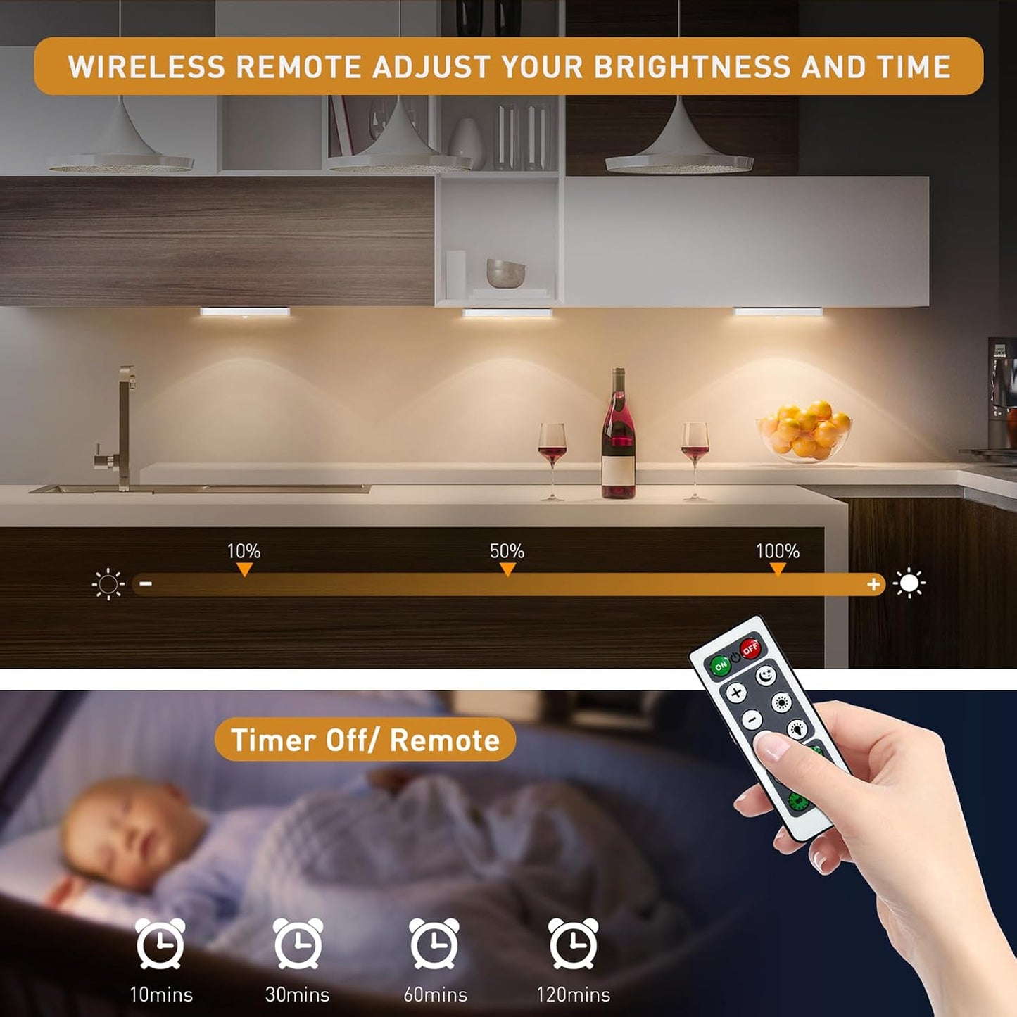 LED Closet Light, Newest 20LEDs Dimmer USB Rechargeable Motion Sensor Light Under Cabinet Lighting with Remote Control