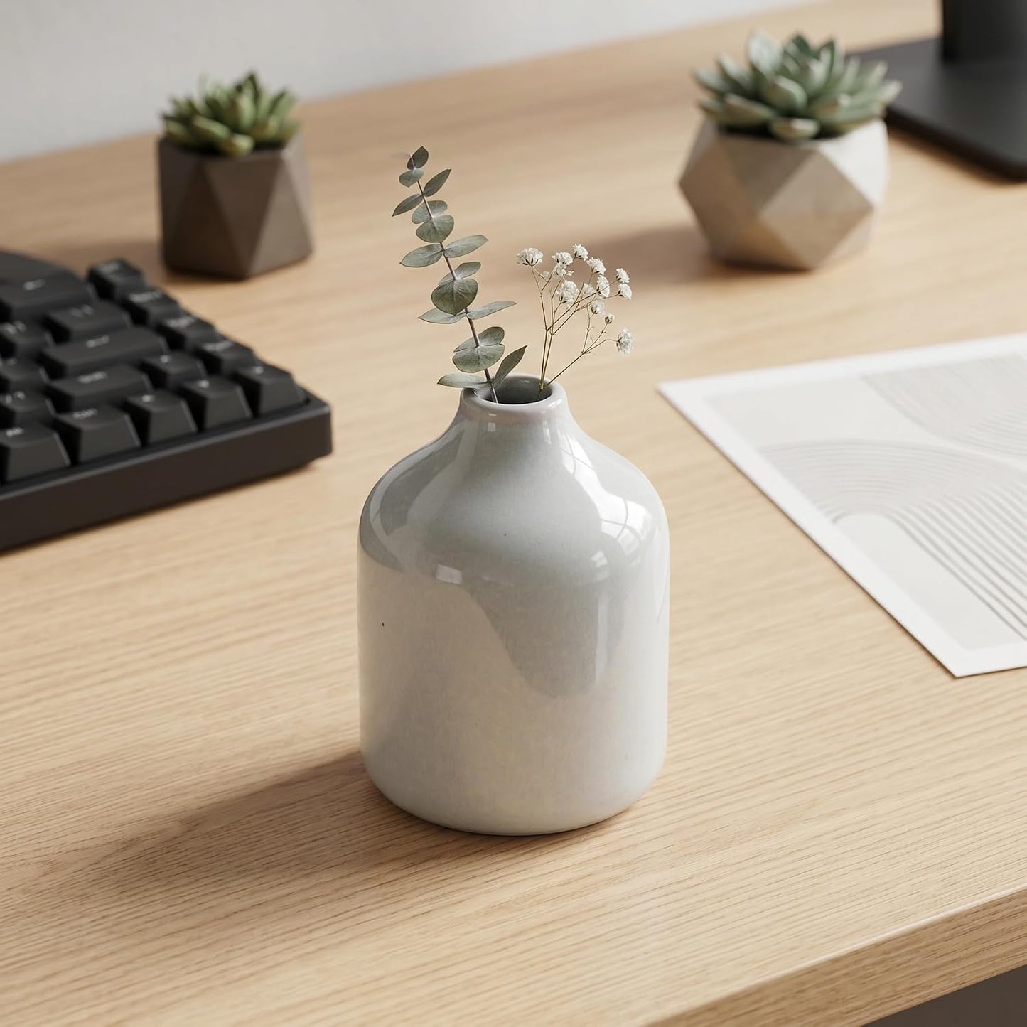 Grey Modern Vase / Gray / 4 Inch