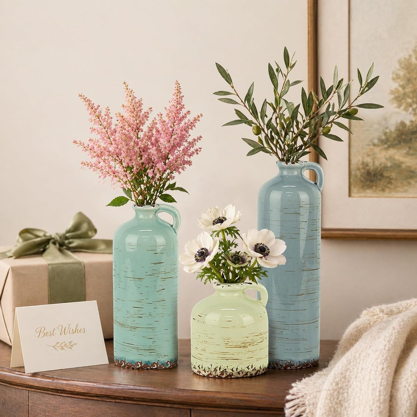 Ceramic Vases / Neutral Rustic Flower Vases / Morandi / Set of 3