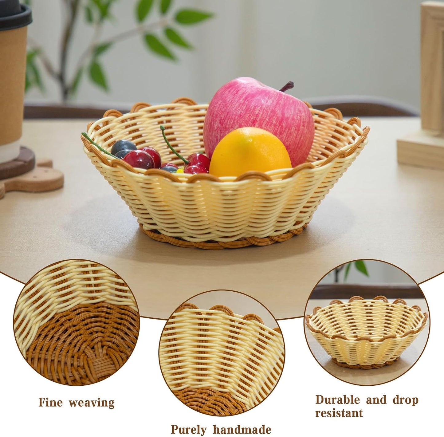 Small Round Wicker Baskets / Set of 3