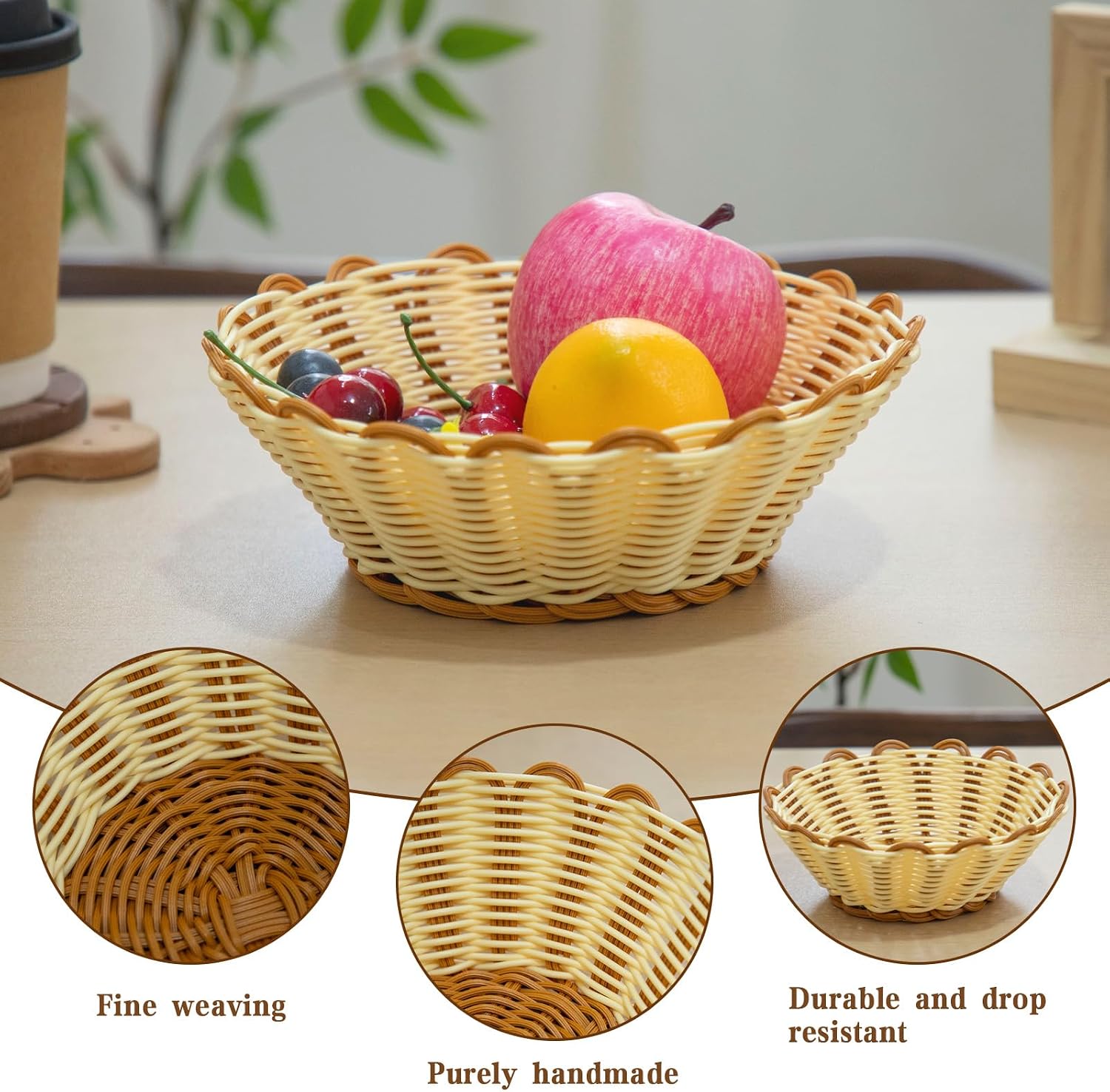 Small Round Wicker Baskets / Set of 3