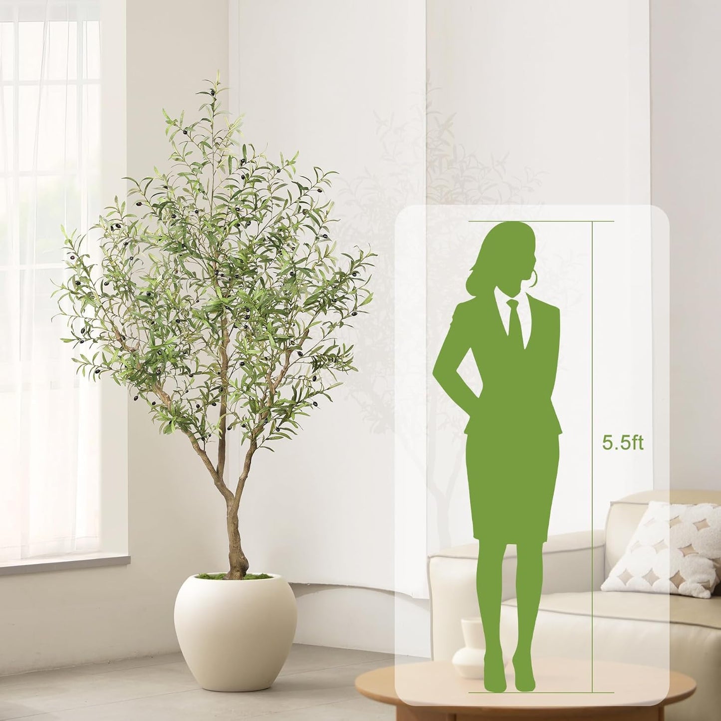 Large Olive Branches and Lifelike Fruits / 7ft / 7 Inch