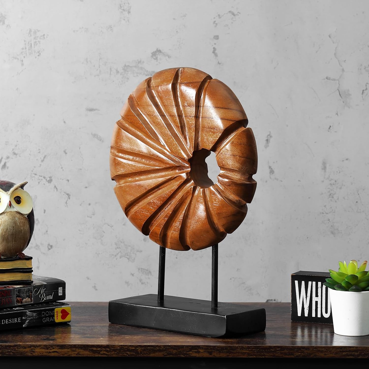 Teak Sculpture Home Décor / 13.8 x 9.8 x 3.5