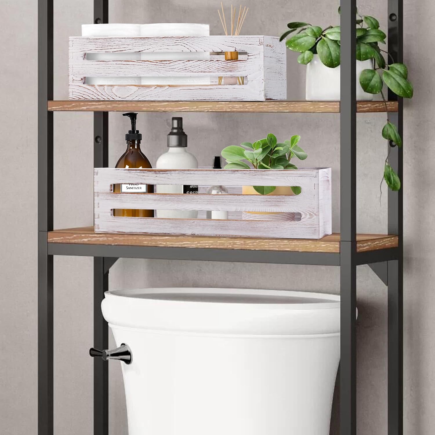 Wooden Toilet Paper Holder / White / Set of 2