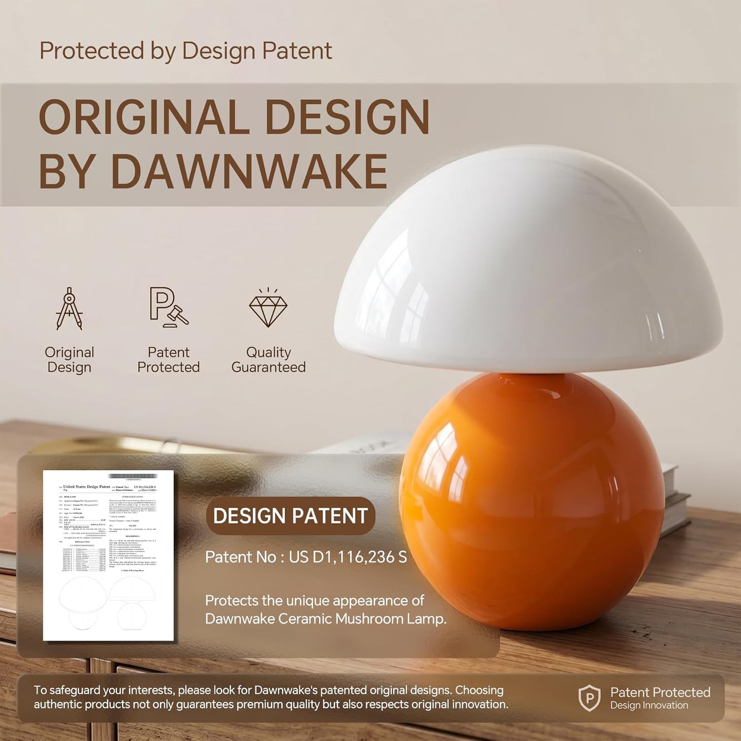 Mushroom Lamp Table Lamp / Orange