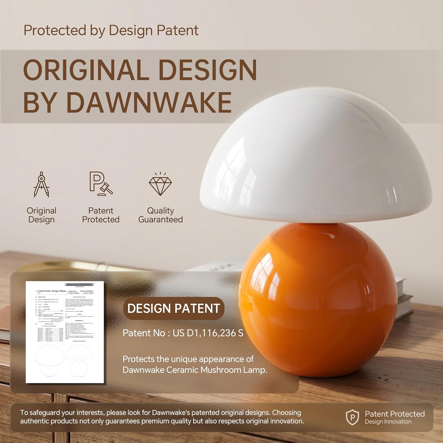 Mushroom Lamp Table Lamp / Orange