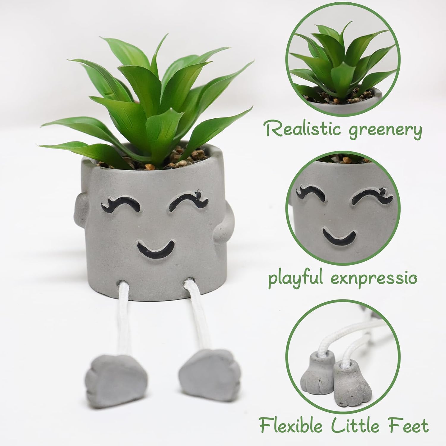 Artificial Plants Bathroom Decor / Gray-2a / Set of 2