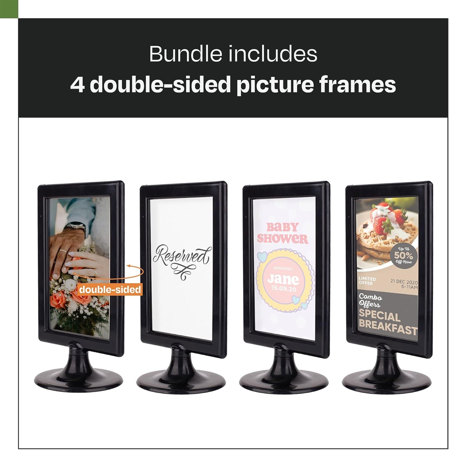 Pedestal Photo Frame / Black / Square / 4 x 6