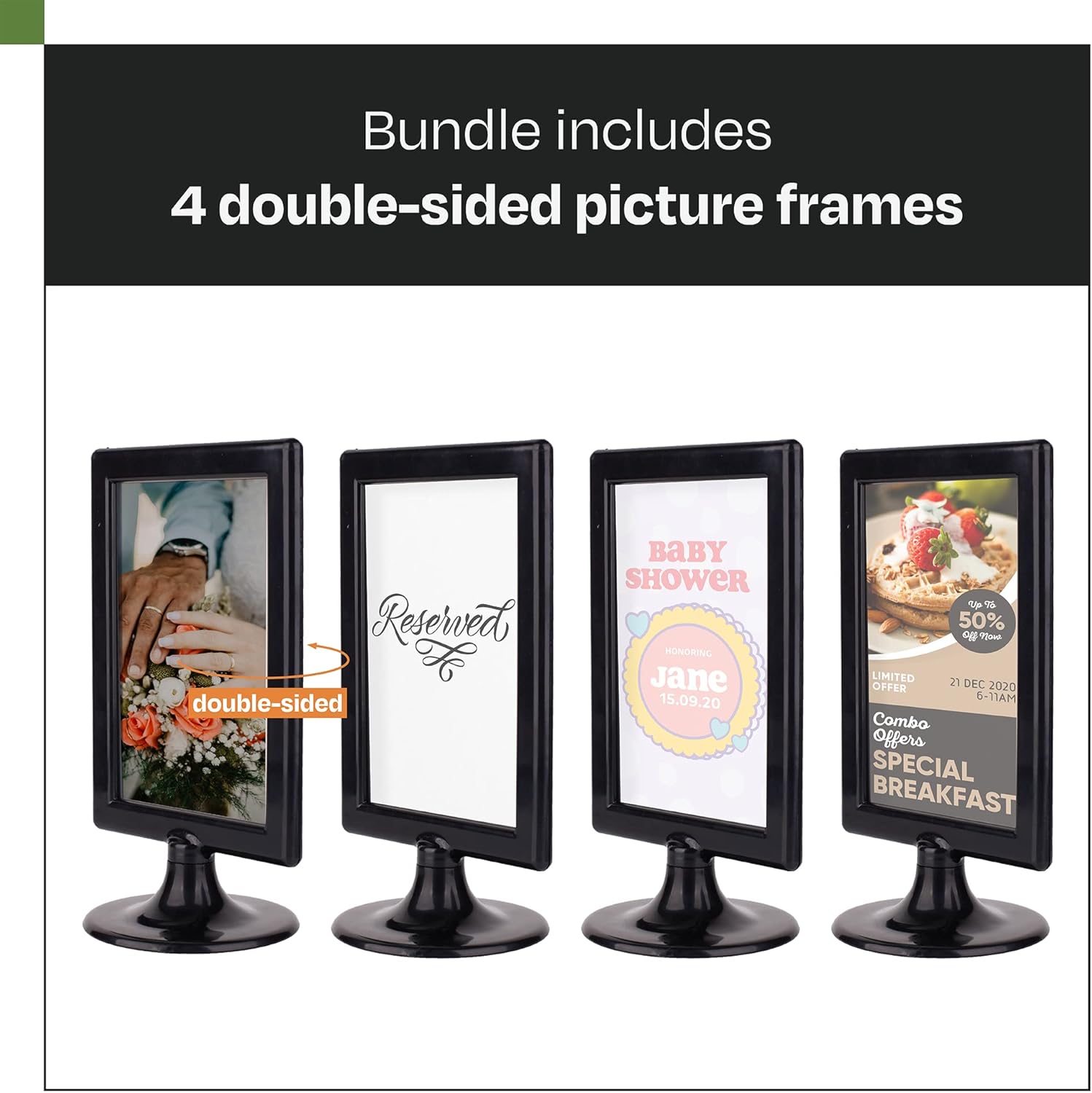 Pedestal Photo Frame / Black / Square / 4 x 6