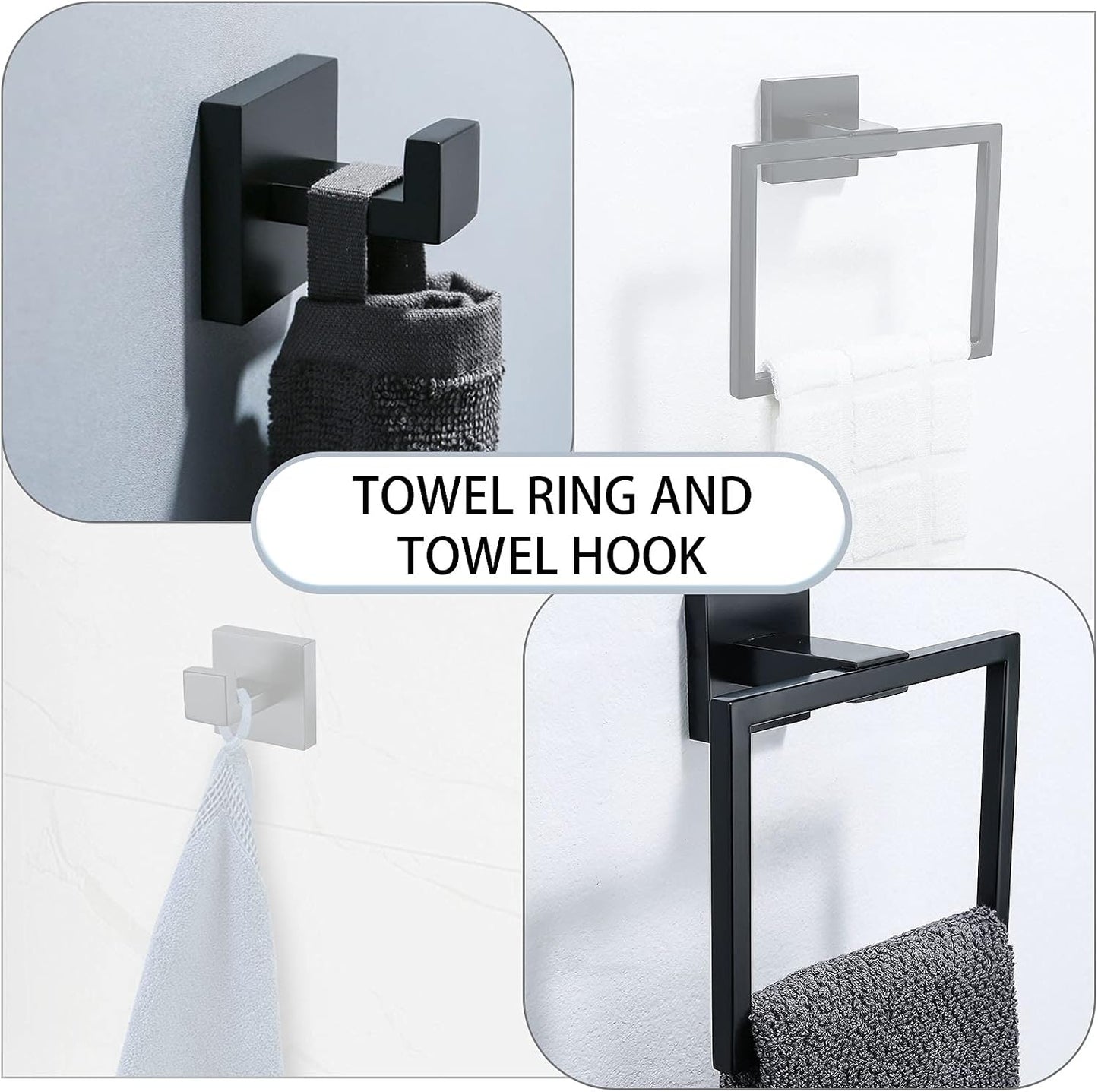 Matte Black Bathroom Accessories Bath Accessories Set Towel Racks for Bathroom Towel Holder Black Bathroom Hardware Set