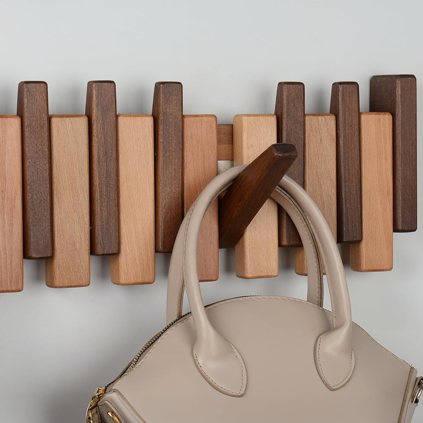 Piano Key Coat Rack / Beech-regular-natural-brown / 10 Hooks