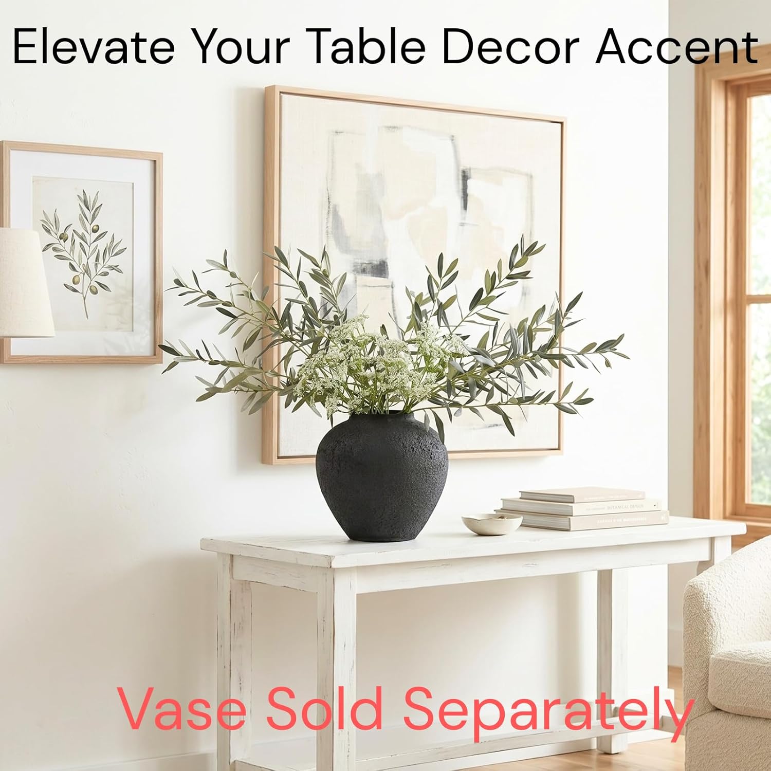 Realistic Artificial Greenery Stems for Vase / Olive & Berry / White