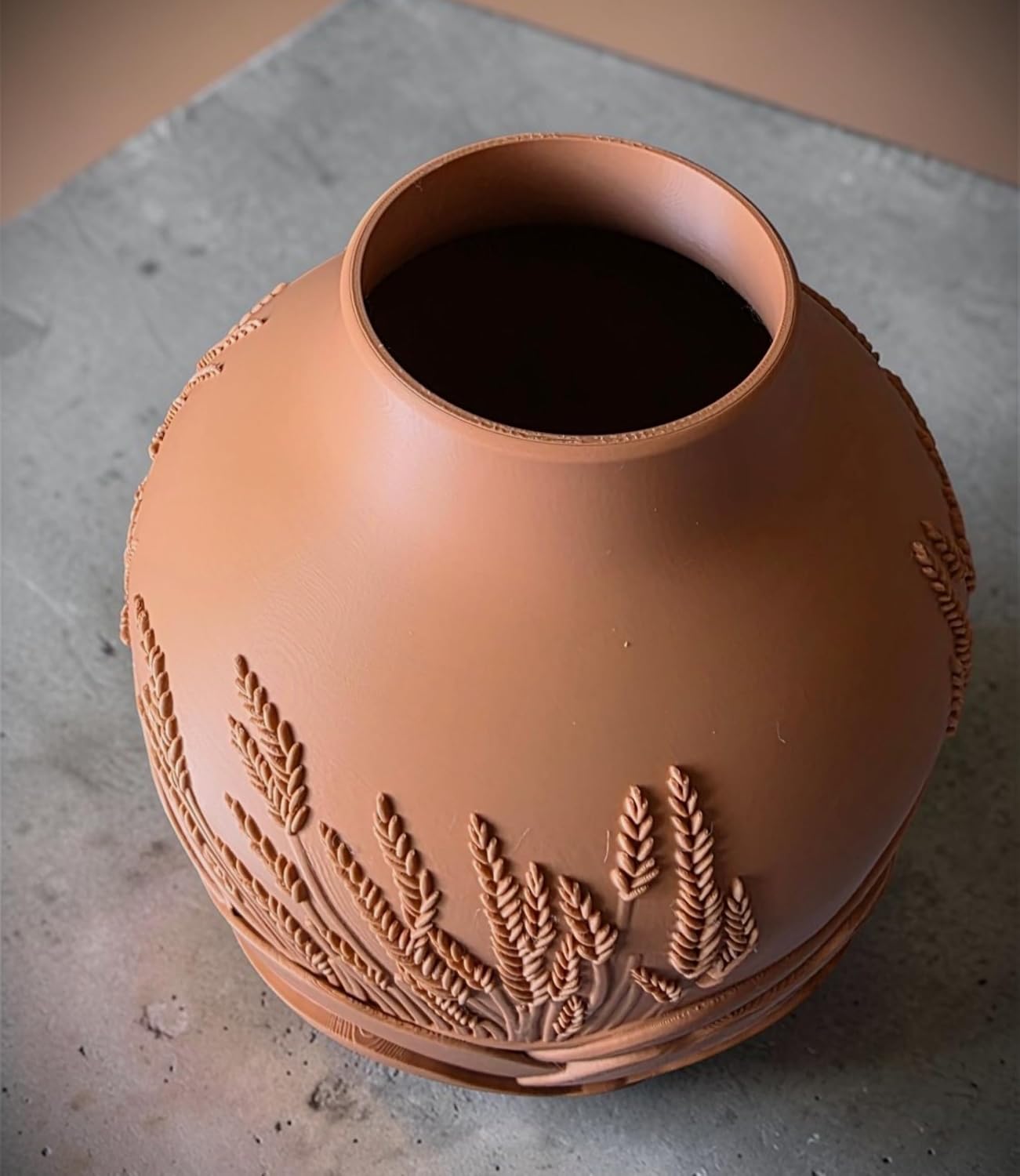 Sculptural 3D Printed Vase / 8.5 x 8 / Terracotta / Ivory